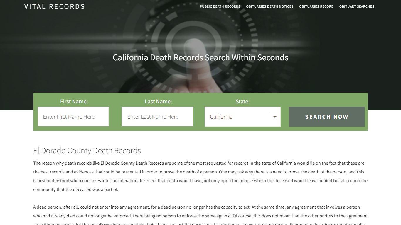 El Dorado County Death Records |Enter Name and Search|14 ...